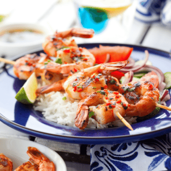 Grilled Shrimp Skewers With Coconut Rice