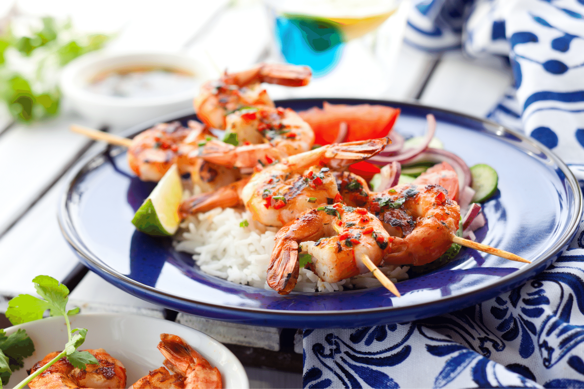 Easy Grilled Shrimp Skewers With Coconut Rice