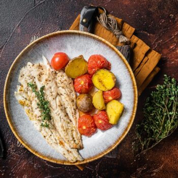 Baked Haddock With Tomatoes, Olives and Caperberries