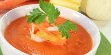 Healthy And Delicious Fennel Carrot Soup With Parsley Granish